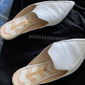Nicholas Kirkwood white pebbles leather mules